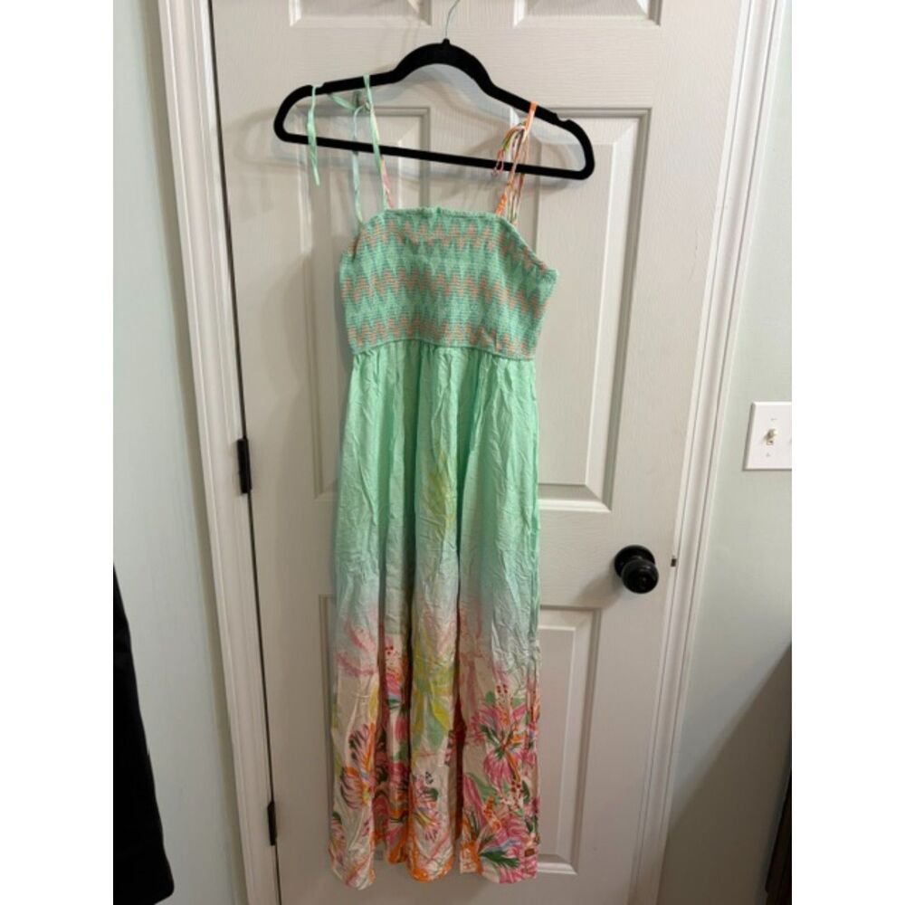 NWT Cupshe Floral Smocked Tie Strap Dress Size Small - Picture 2 of 6
